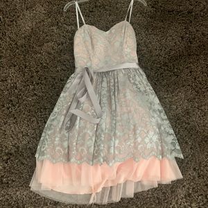 Sparkly Grey and Light Pink Homecoming Dress